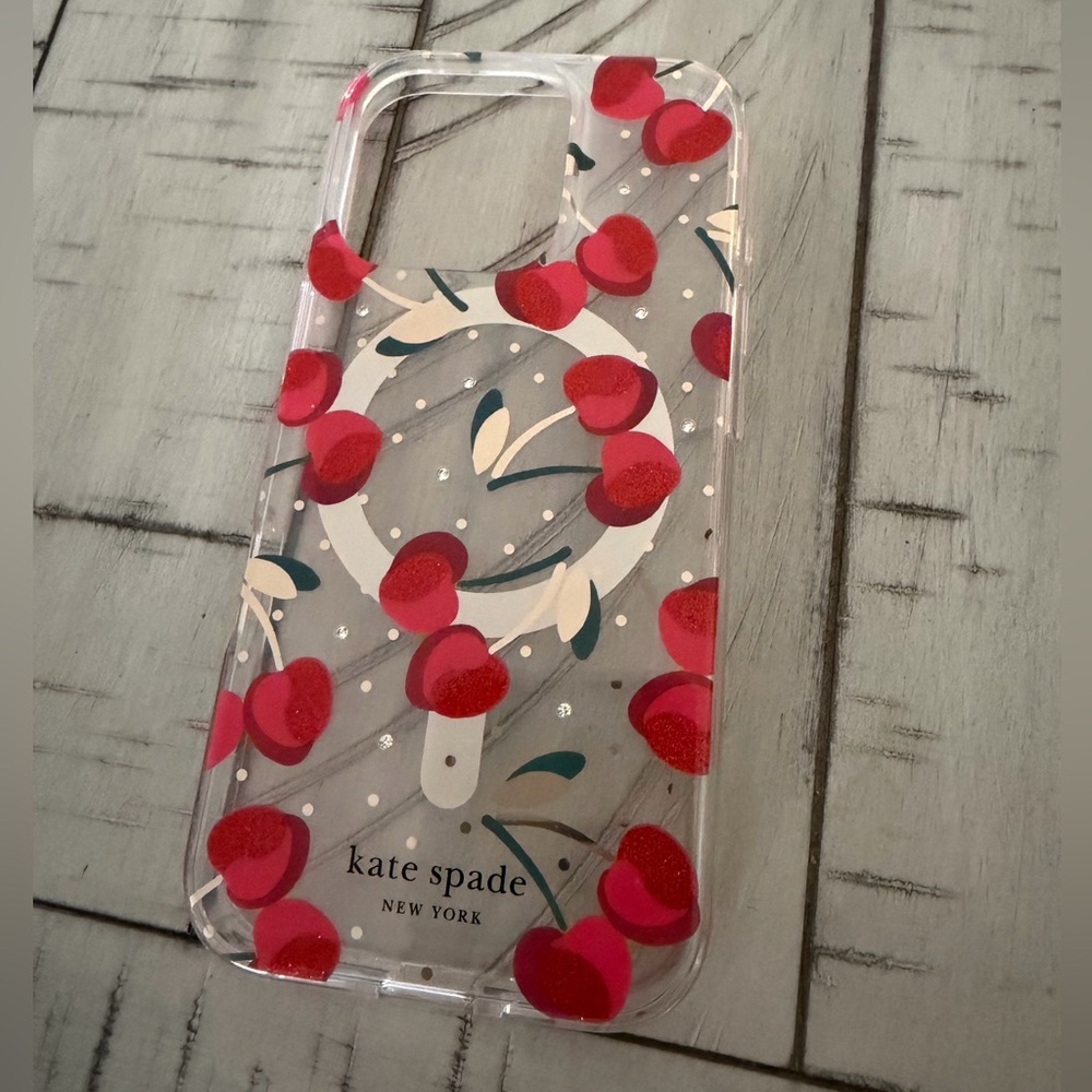 iPhone 16 pro kate spade Cherry Design Phone Case - Red and Cream